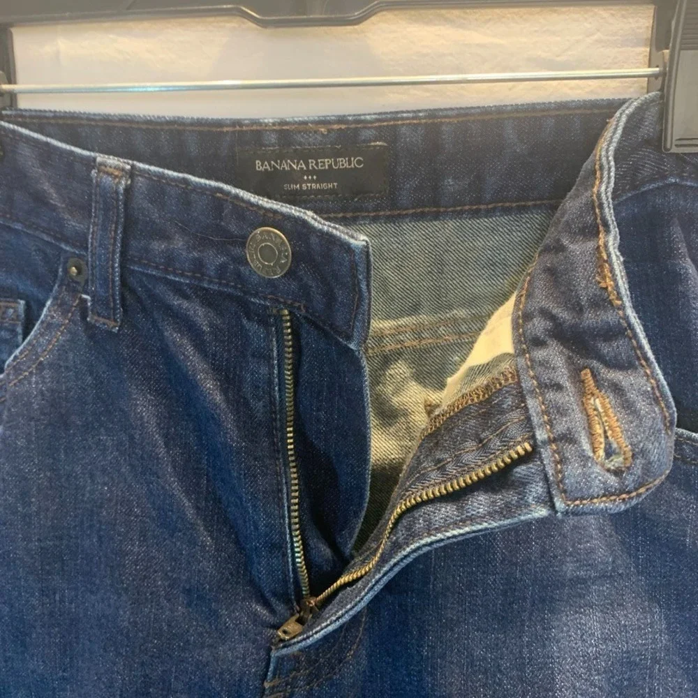 Banana Republic Jeans Mens 33x32 Slim Straight‎ Dark Wash Indigo Cotton Denim